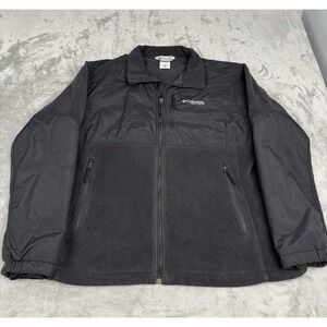 Columbia Field Gear Fleece Jacket Mens XL Black Full Zip Windstopper Hiking Wind
